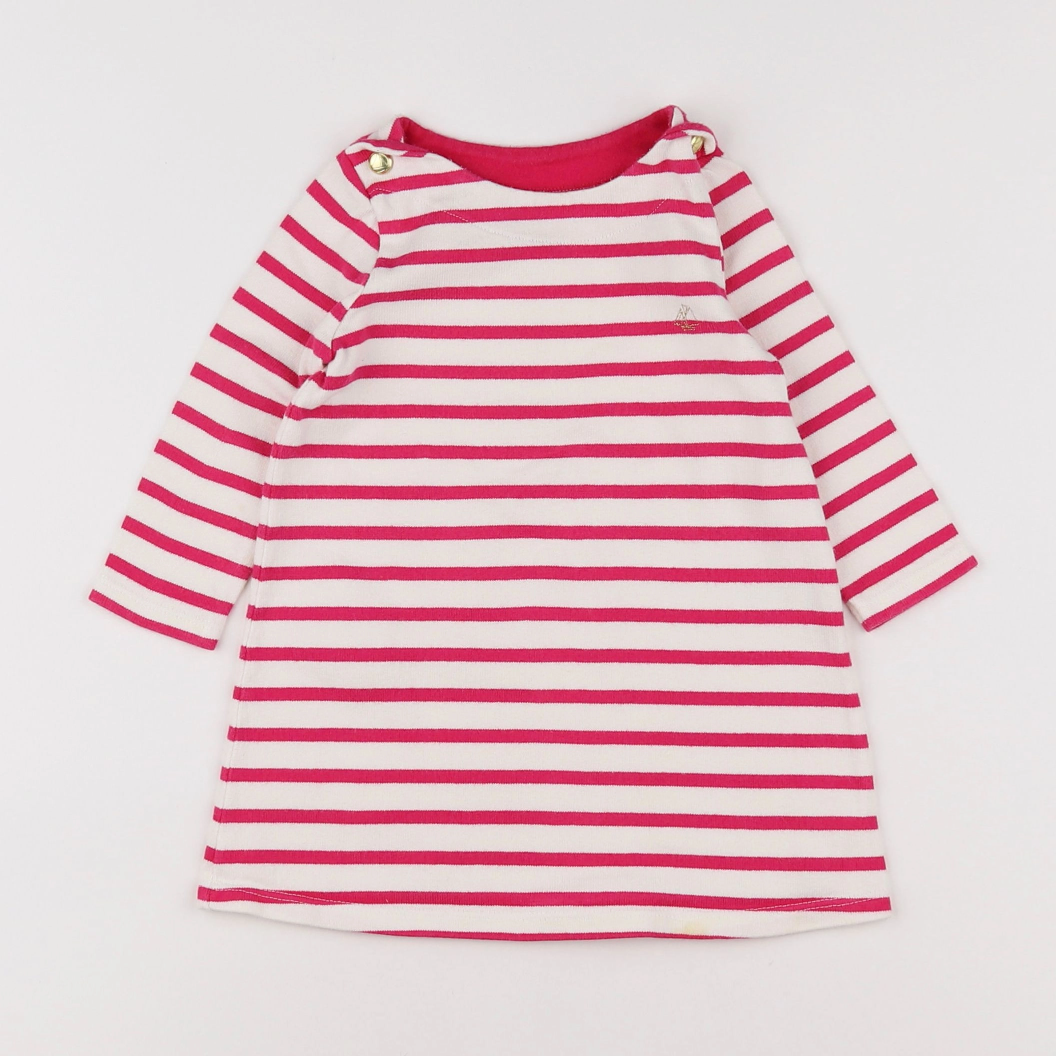 Petit Bateau - robe rose, blanc - 18 mois